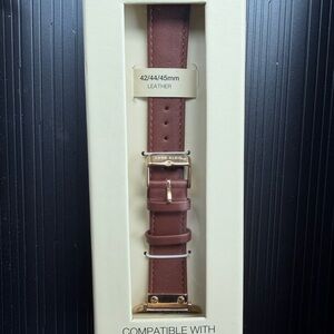 Anne Klein Gold and Brown Leather Watch Strap